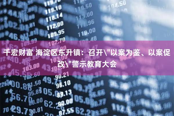 千宏财富 海淀区东升镇：召开＂以案为鉴、以案促改＂警示教育大会